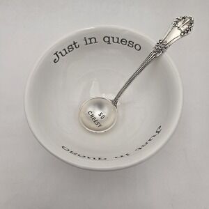 Just in Queso Ceramic Dip Bowl W So Cheesy Spoon Funny Bowl Set